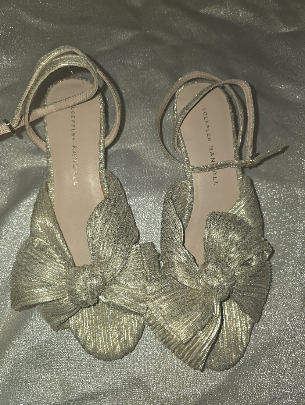 Loeffler Randall Dahlia Ankle Strap Knotted Sandal in Bronze Gold size 6